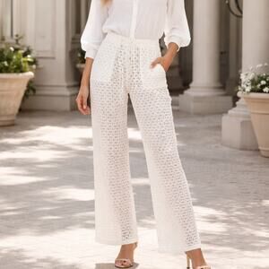 Anne Fontaine Radeau Eyelet lace pants off-white size 36  26waist